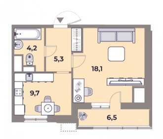 Квартира 41,6 м², 1-комнатная - изображение 1