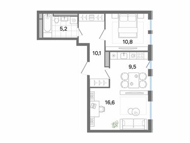 Квартира 52,2 м², 2-комнатная - изображение 1