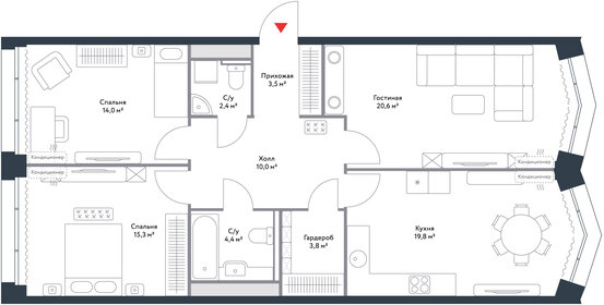 94 м², 3-комнатная квартира 45 951 240 ₽ - изображение 55