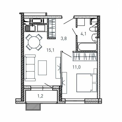 35,2 м², 1-комнатная квартира 6 582 400 ₽ - изображение 35