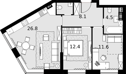 57,8 м², 2-комнатная квартира 16 500 000 ₽ - изображение 143