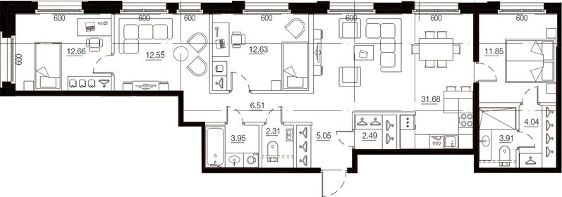 Квартира 109,6 м², 4-комнатная - изображение 1