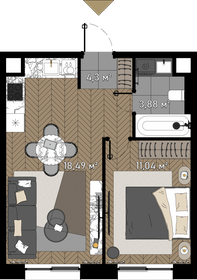 44,7 м², 1-комнатные апартаменты 18 700 000 ₽ - изображение 148