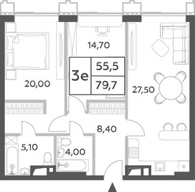 Квартира 79,7 м², 3-комнатная - изображение 1