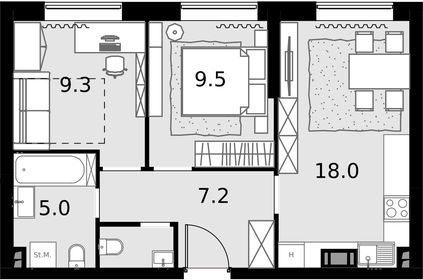 53,1 м², 2-комнатная квартира 18 000 000 ₽ - изображение 120