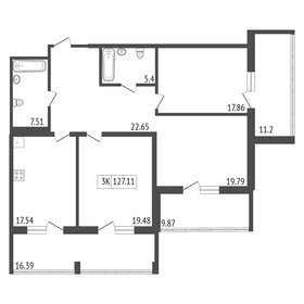 Квартира 124,8 м², 3-комнатная - изображение 4