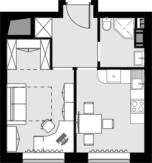 32,5 м², 1-комнатные апартаменты 9 035 000 ₽ - изображение 1