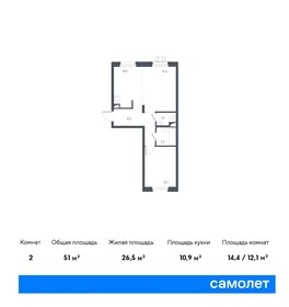 Квартира 51 м², 1-комнатные - изображение 1