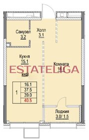 Квартира 40,7 м², 1-комнатная - изображение 1