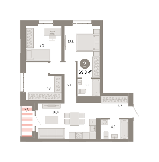 69,3 м², 3-комнатная квартира 20 580 000 ₽ - изображение 17