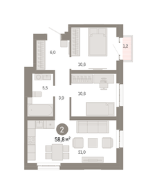 58,6 м², 2-комнатная квартира 19 650 000 ₽ - изображение 85