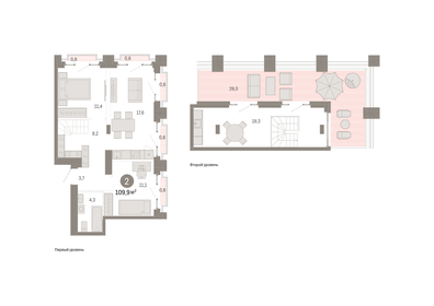 Квартира 109,9 м², 2-комнатная - изображение 1