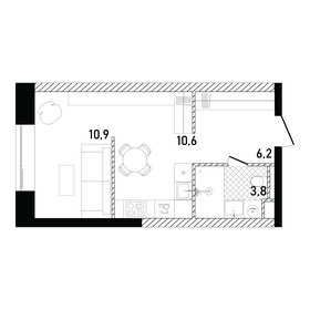 Квартира 31,5 м², студия - изображение 1