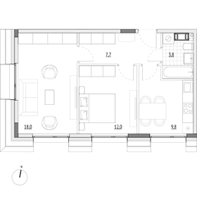 Квартира 51,3 м², 2-комнатные - изображение 1