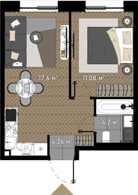 Квартира 37,1 м², 1-комнатные - изображение 1