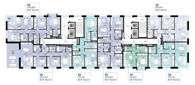 103,7 м², 3-комнатная квартира 40 339 300 ₽ - изображение 51