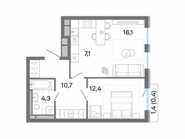 46,6 м², 1-комнатная квартира 9 409 315 ₽ - изображение 38