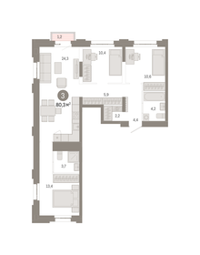 80 м², 3-комнатная квартира 24 997 000 ₽ - изображение 112