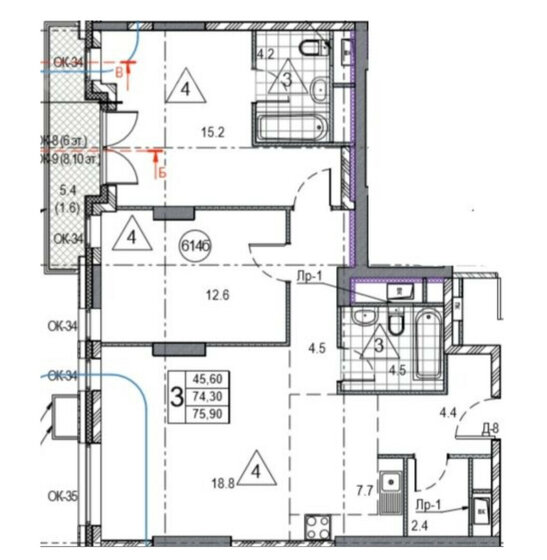 76 м², 3-комнатная квартира 16 000 000 ₽ - изображение 1