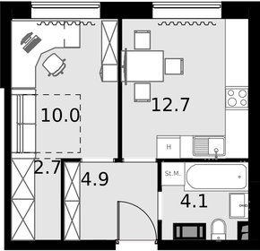 34,1 м², 1-комнатная квартира 8 800 000 ₽ - изображение 141
