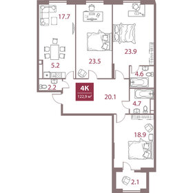 Квартира 122,9 м², 4-комнатная - изображение 1