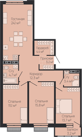 Квартира 99,3 м², 3-комнатная - изображение 1