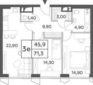 Квартира 71,3 м², 3-комнатная - изображение 1