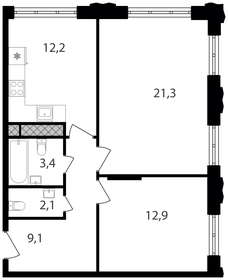 Квартира 61 м², 2-комнатные - изображение 1