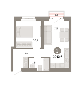 39,6 м², 1-комнатная квартира 15 495 322 ₽ - изображение 1