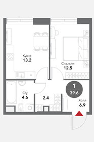 Квартира 39,6 м², 1-комнатные - изображение 1