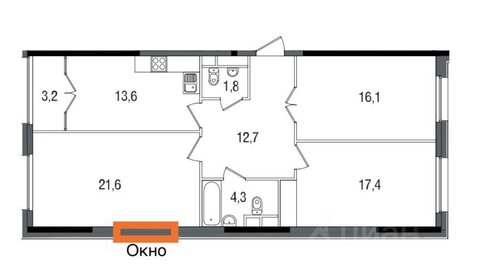 Квартира 90,7 м², 3-комнатная - изображение 1