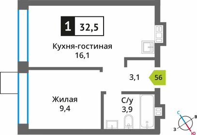 32,8 м², 1-комнатная квартира 6 250 000 ₽ - изображение 90