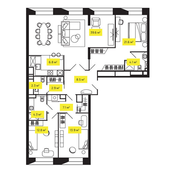 124,8 м², 4-комнатная квартира 64 870 000 ₽ - изображение 1