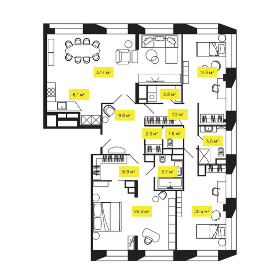 146,7 м², 4-комнатная квартира 76 304 800 ₽ - изображение 1