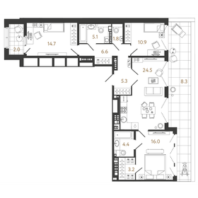 Квартира 92,5 м², 3-комнатная - изображение 1