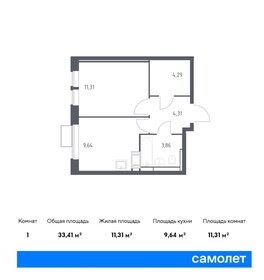 Квартира 33,4 м², 1-комнатная - изображение 1