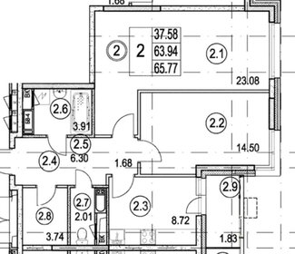 Квартира 64,7 м², 2-комнатная - изображение 1