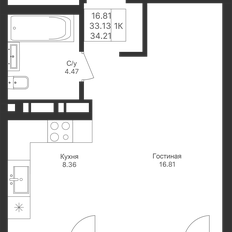 Квартира 34,2 м², студия - изображение 3