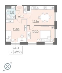 Квартира 49,5 м², 2-комнатные - изображение 1