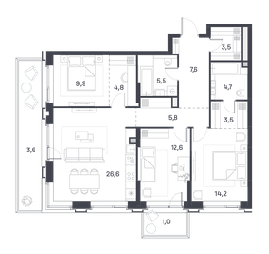 102,6 м², 3-комнатная квартира 49 965 380 ₽ - изображение 1