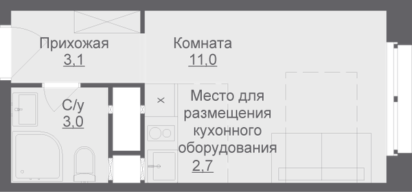 Квартира 19,8 м², студия - изображение 1