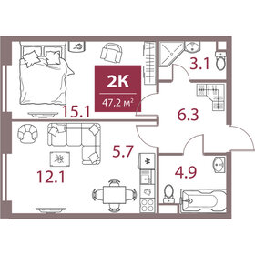 60 м², 2-комнатная квартира 26 000 000 ₽ - изображение 139