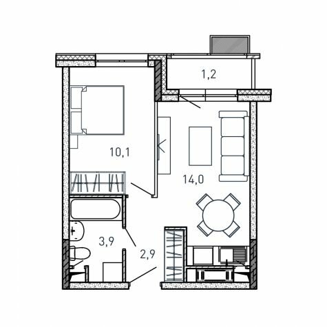 32,1 м², 1-комнатная квартира 6 082 950 ₽ - изображение 15