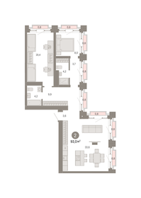 Квартира 93 м², 2-комнатная - изображение 1