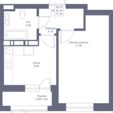 Квартира 36,7 м², 1-комнатная - изображение 3