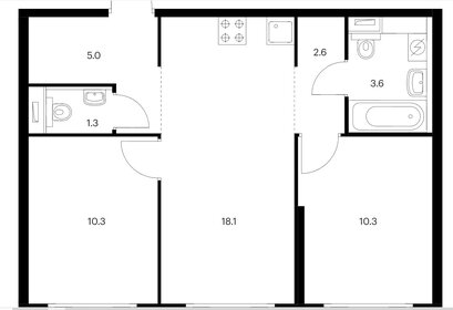 Квартира 51,2 м², 2-комнатная - изображение 1