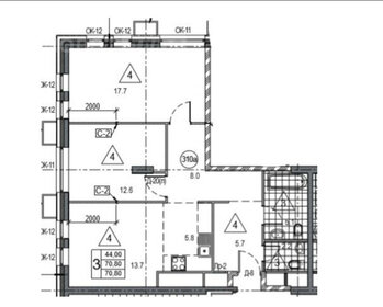 Квартира 73,2 м², 3-комнатная - изображение 1