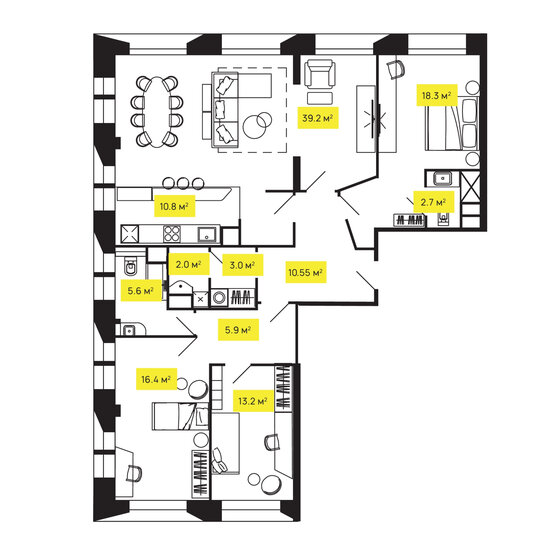 129,2 м², 4-комнатная квартира 71 060 000 ₽ - изображение 1