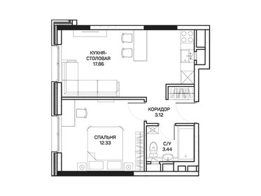 Квартира 36,8 м², 1-комнатные - изображение 1