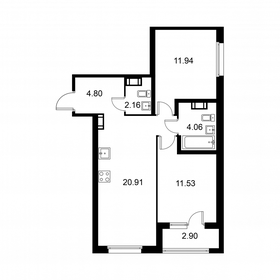 Квартира 56,9 м², 2-комнатная - изображение 1